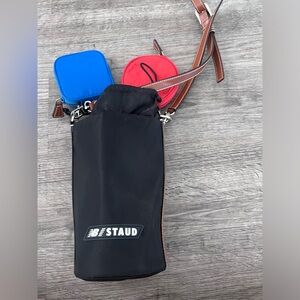STAUD x New Balance Black Nylon Water Bottle Bag w/ 2 Detachable Coin Purses